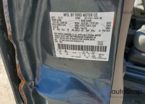 2012 Ford Escape Xlt z USA, uszkodzony, nr VIN 1FMCU0D72CKB03112